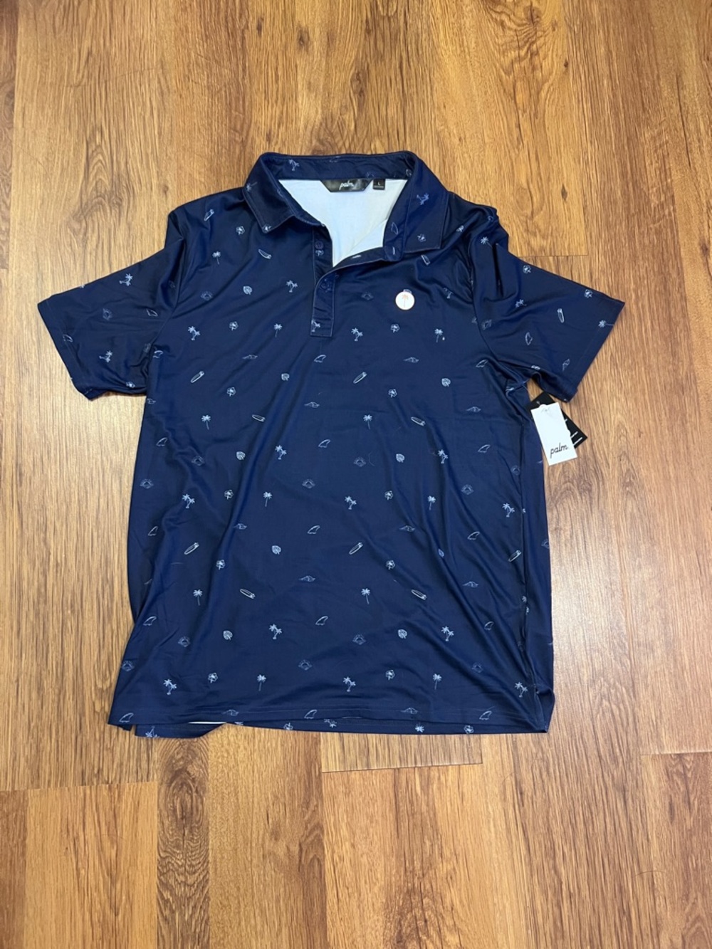 Palm Navy Short-Sleeve Print Polo - Picture 5 of 7